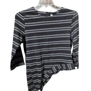 Penelope Victoria Top Womens XL Striped Asymmetrical Tie Bottom Cotton NWT